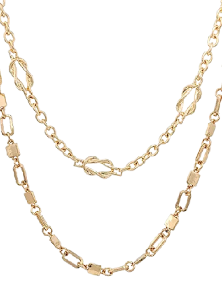 Square & Clip Chain Linked Dual Necklace