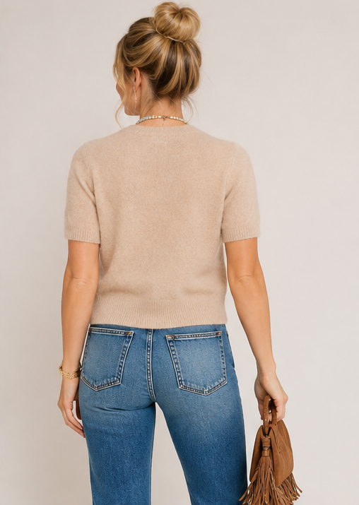 Soft Spot Knit Top Taupe