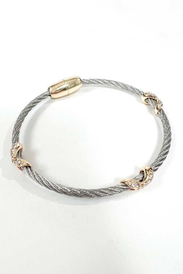 Cable And Criss Cross Crystal Bracelet (2 Colors)