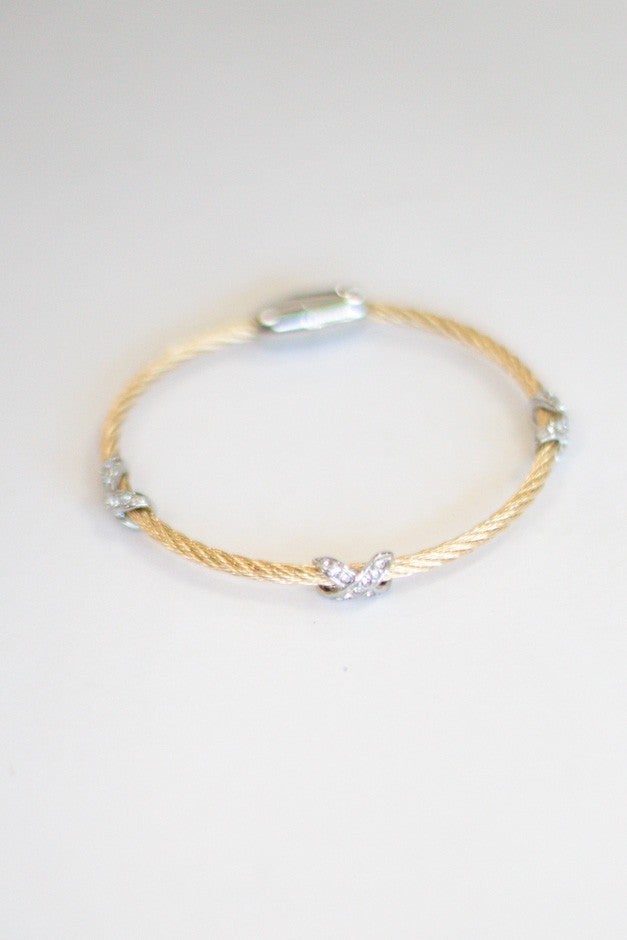 Cable And Criss Cross Crystal Bracelet (2 Colors)