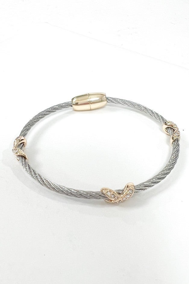 Cable And Criss Cross Crystal Bracelet (2 Colors)